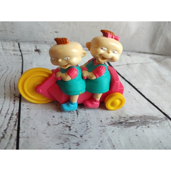 Rugrats Twins Phil And Lil on Bike Figure Figurine Burger King Toy Cake Topper - Picture 1 of 5